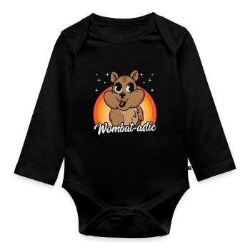 Wombat-astic Wombat-Fanartikel mit australischen - Baby Bio-Langarm-Body - Schwarz - Vorne