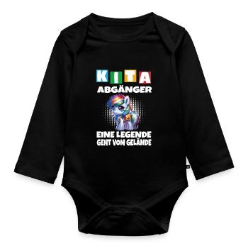 KITA Leavers School Child School Enrollment - Organic Longsleeve Baby Bodysuit - black - Front