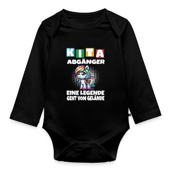 KITA Leavers School Child School Enrollment - Organic Longsleeve Baby Bodysuit - black - Front