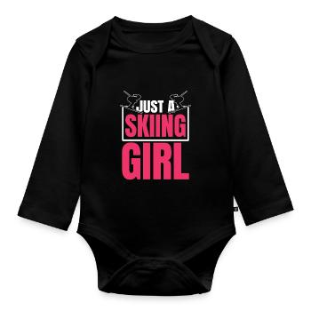 Skiing Après Ski Just A Skiing Girl - Organic Longsleeve Baby Bodysuit - black - Front