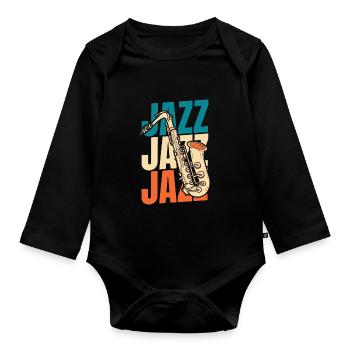 Jazz Music - Organic Longsleeve Baby Bodysuit - black - Front