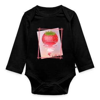 Strawberry Sunset Tea - Organic Longsleeve Baby Bodysuit - black - Front