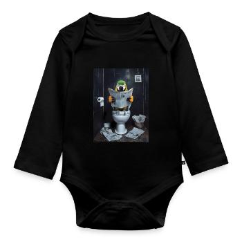 Papagei Toilette Zeitung lesen Geschenk - Baby Bio-Langarm-Body - Schwarz - Vorne