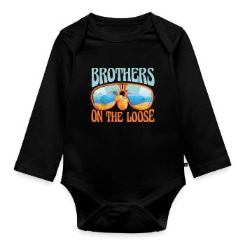 Brothers On The Loose Sibling Journey - Organic Longsleeve Baby Bodysuit - black - Front