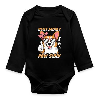 Corgi Mutter Meilleure maman Pawsibly - Body Bébé bio manches longues - noir - Devant