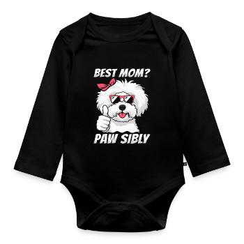 Bichon Frize Mutter Best Mom Pawsibly - Organic Longsleeve Baby Bodysuit - black - Front