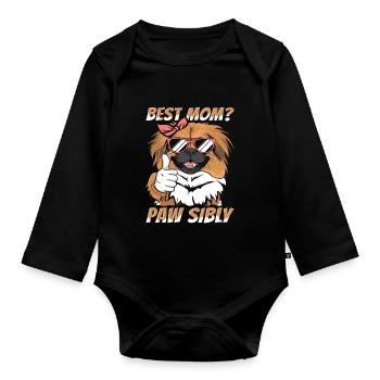 Pékinois Mutter Meilleure Maman Pawsibly - Body Bébé bio manches longues - noir - Devant