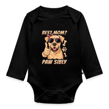 Labrador Mutter Meilleure maman Pawsibly - Body Bébé bio manches longues - noir - Devant