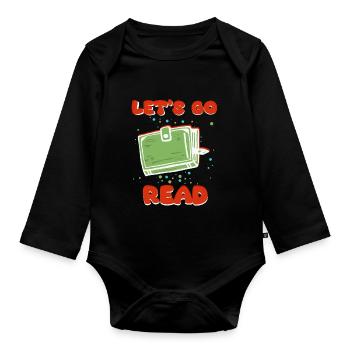 Reader Reading Lovers - Organic Longsleeve Baby Bodysuit - black - Front