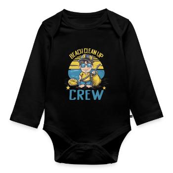 Bathing beach & sea plastic-free against pollution - Organic Longsleeve Baby Bodysuit - black - Front