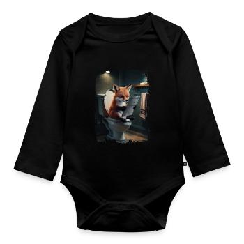 Fuchs-Toilette Geschenk - Baby Bio-Langarm-Body - Schwarz - Vorne