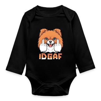 Pomeranian Idgaf - Baby Bio-Langarm-Body - Schwarz - Vorne