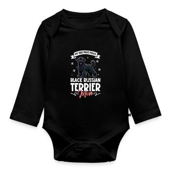 Maman terrier russe noir - Body Bébé bio manches longues - noir - Devant