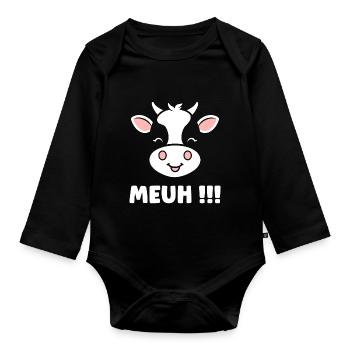 vache - Body Bébé bio manches longues - noir - Devant