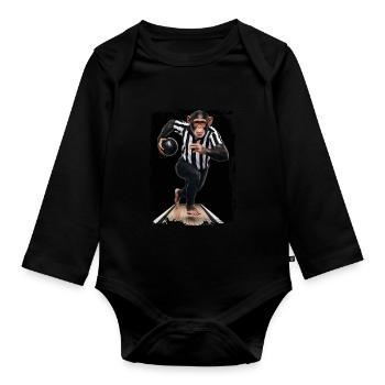 Schimpanse spielt Bowling Geschenk - Baby Bio-Langarm-Body - Schwarz - Vorne