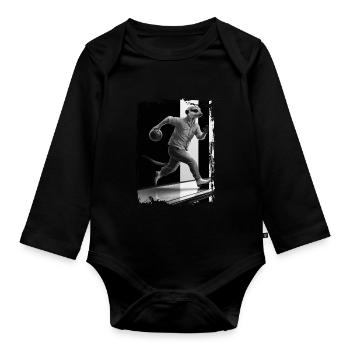 Erdmännchen spielt Bowling Geschenk - Baby Bio-Langarm-Body - Schwarz - Vorne