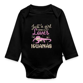 Iguanian Reptile Lover Herpetologist - Organic Longsleeve Baby Bodysuit - black - Front