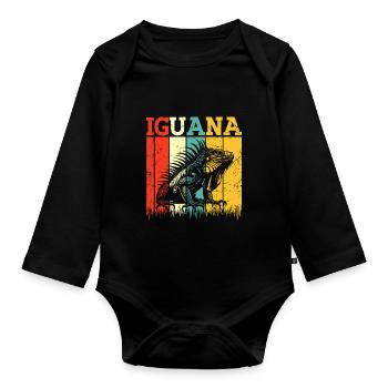Iguanian Reptile Lover Herpetologist - Organic Longsleeve Baby Bodysuit - black - Front
