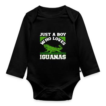 Iguanian Reptile Lover Herpetologist - Organic Longsleeve Baby Bodysuit - black - Front