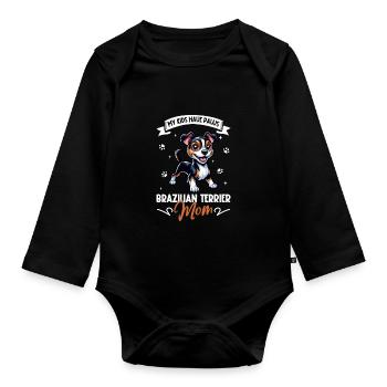 Terrier Brasileiro Mama - Body Bébé bio manches longues - noir - Devant