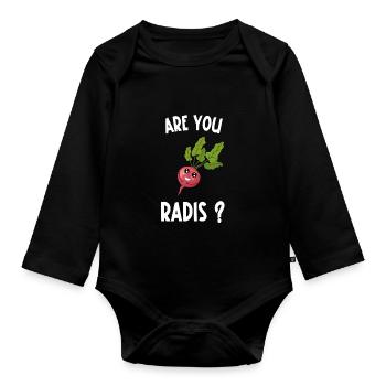 are you radis - Body Bébé bio manches longues - noir - Devant