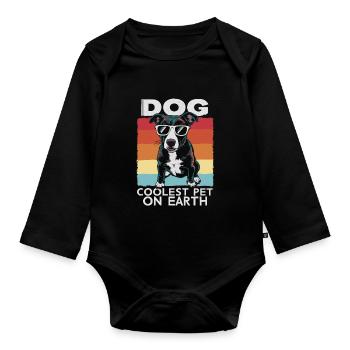 Chien Le Plus Cool Pet Sur Terre Lunettes De Soleil Rétro Drôle - Body Bébé bio manches longues - noir - Devant