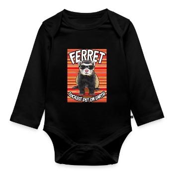 Ferret Coolest Pet On Earth Retro Sunglasses - Organic Longsleeve Baby Bodysuit - black - Front