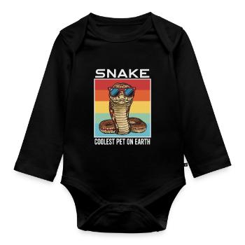 Snake Coolest Pet On Earth Retro Sunglasses - Organic Longsleeve Baby Bodysuit - black - Front