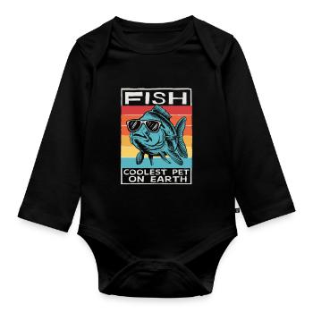 Fish Coolest Pet On Earth Retro Sunglasses Funny - Baby Bio-Langarm-Body - Schwarz - Vorne
