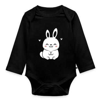Petit bébé lapin - Body Bébé bio manches longues - noir - Devant