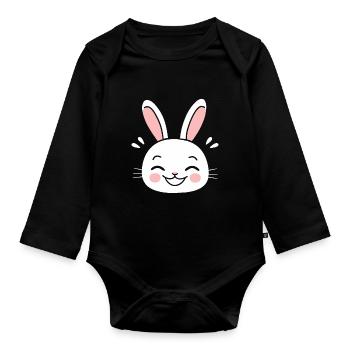 Petit bébé lapin - Body Bébé bio manches longues - noir - Devant