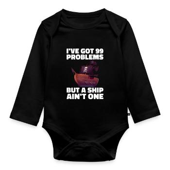 Pirate Skull Buccaneer Pirate Ship - Organic Longsleeve Baby Bodysuit - black - Front