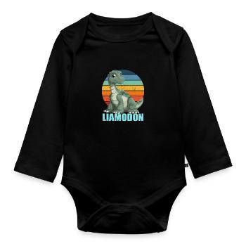 Liamodon Gift Idea for Liam - Organic Longsleeve Baby Bodysuit - black - Front