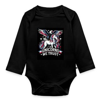 Patriotisme magique Licorne américaine États-Unis - Body Bébé bio manches longues - noir - Devant
