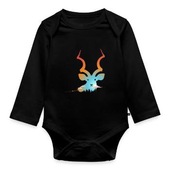 Majestätische Antilope Im Wald - Baby Bio-Langarm-Body - Schwarz - Vorne