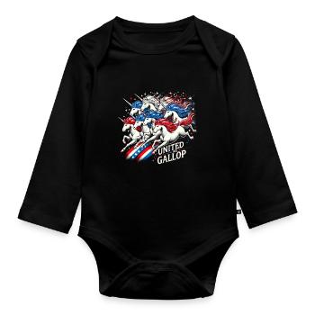 Patriotisme magique Licorne américaine États-Unis - Body Bébé bio manches longues - noir - Devant