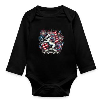 Patriotisme magique Licorne américaine États-Unis - Body Bébé bio manches longues - noir - Devant