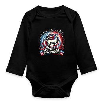 Patriotisme magique Licorne américaine États-Unis - Body Bébé bio manches longues - noir - Devant