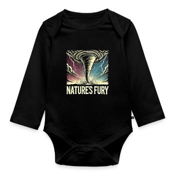 Erlebe Die Faszinierende Welt Des Tornadojagens - Baby Bio-Langarm-Body - Schwarz - Vorne