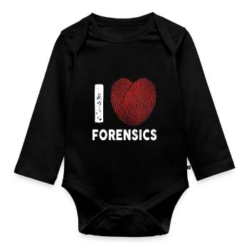 J’aime la criminalistique Scientifique Enquêteur - Body Bébé bio manches longues - noir - Devant