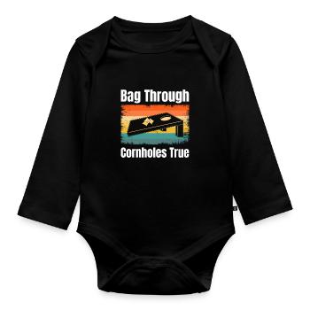 Bag Through Cornholes True Boardgame Tailgating - Baby Bio-Langarm-Body - Schwarz - Vorne