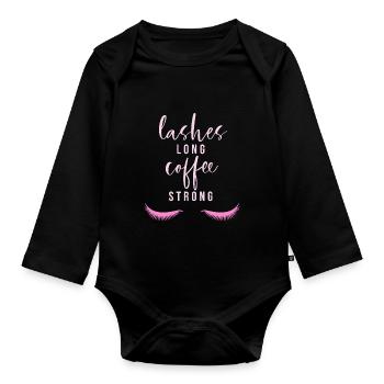 Lashes long Coffee strong - Baby Bio-Langarm-Body - Schwarz - Vorne