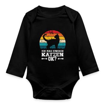 I like cats - Organic Longsleeve Baby Bodysuit - black - Front