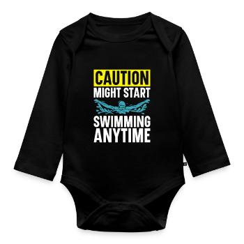 Swimming Water Sports Pool Swimming Swimmers - Organic Longsleeve Baby Bodysuit - black - Front