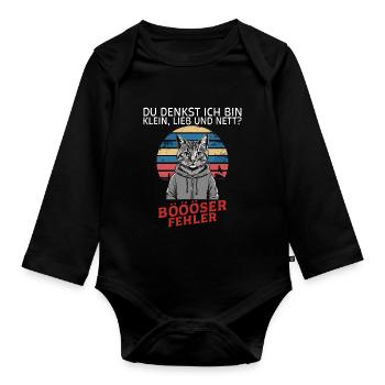 You think I'm small, sweet and nice? Fun - Organic Longsleeve Baby Bodysuit - black - Front