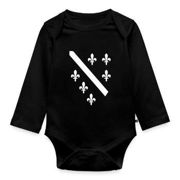 Drapeau de la Bosnie-Herzégovine BIH Bosna Bosanac - Body Bébé bio manches longues - noir - Devant