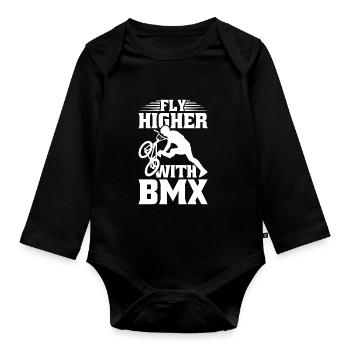 BMX Freestyle Biker Bike Bike BMX Rider - Organic Longsleeve Baby Bodysuit - black - Front