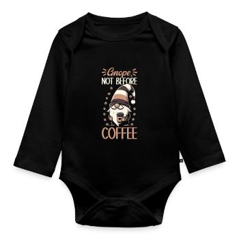 Gnome drôle & Amateur de café Café des nains de jardin - Body Bébé bio manches longues - noir - Devant