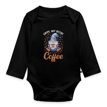 Gnome drôle & Amateur de café Café des nains de jardin - Body Bébé bio manches longues - noir - Devant