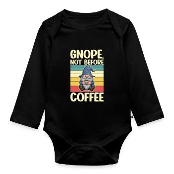 Gnome drôle & Amateur de café Café des nains de jardin - Body Bébé bio manches longues - noir - Devant